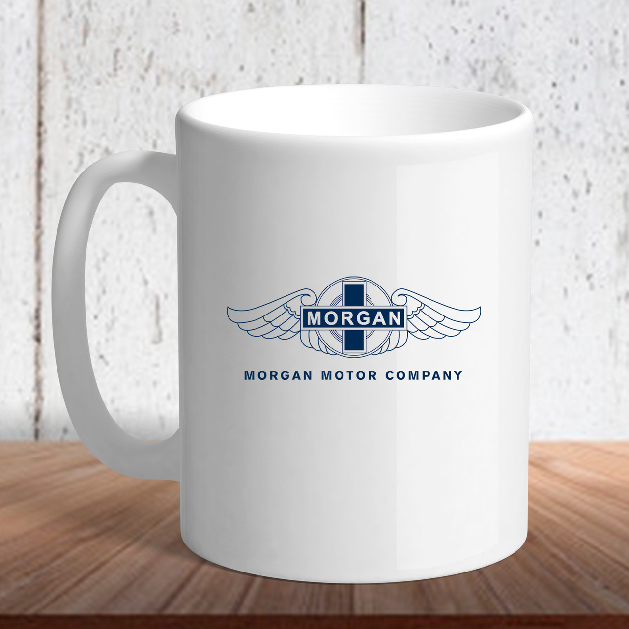 Біла кружка (чашка) з логотипом автомобіля "Morgan Motors"