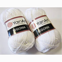 Пряжа Begonia 50гр - 169м (1000 Белый) YarnArt 100% хлопок для вязания летних вещей Турция