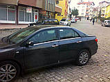 Toyota Corolla 2007-2013 рр. Зовнішня окантовка скла (4 шт., неірж) OmsaLine — Італійська неіржавка сталь, фото 7