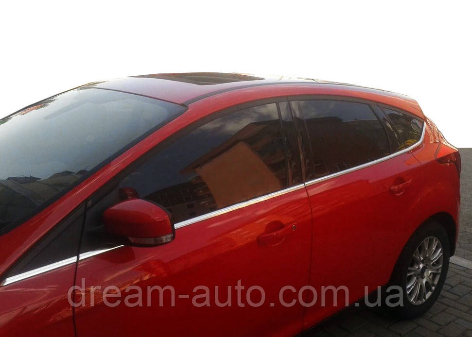 Ford Focus III 2011-2017 рр. Нижня окантовка скла (8 шт., неірж) Седан, OmsaLine — Італійська неіржавка сталь