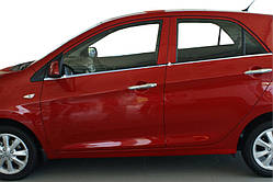 Kia Picanto 2011-2016 гг. Окантовка скла (4 шт., неірж)