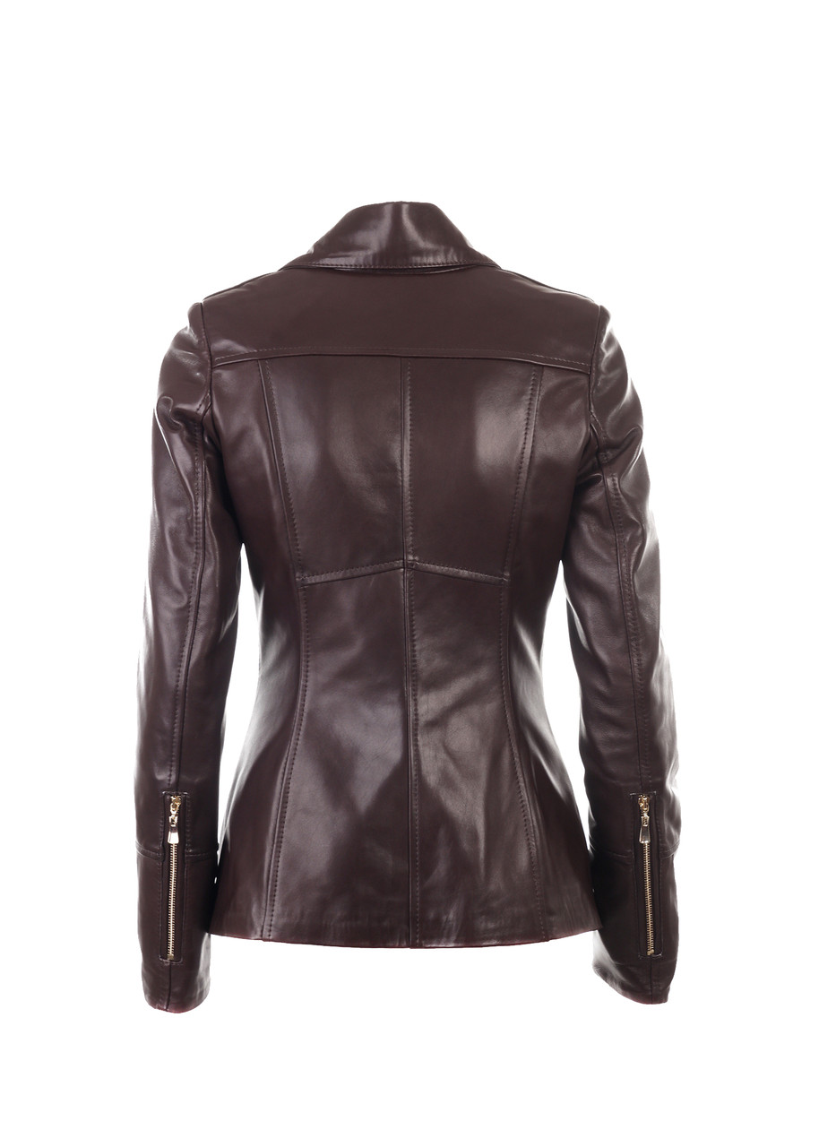 Куртка из натуральной кожи VK черная на молнии 46, Коричневый - фото 2 - id-p1239098771
