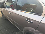 Chevrolet Aveo T250 2005-2011 гг. Окантовка вікон (4 шт., нерж.) Sedan, фото 3