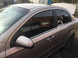 Chevrolet Aveo T250 2005-2011 гг. Окантовка вікон (4 шт., нерж.) Sedan, фото 4