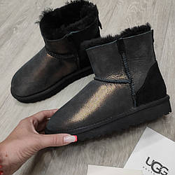 Уггі UGG Australia Уггі Оригінал! Жіночі змійка чорний замш+напилення