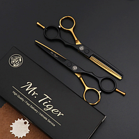 Профессиональные парикмахерские ножницы для стрижки волос Mr. Tiger 5.5, комплект коробка, золото, Japan