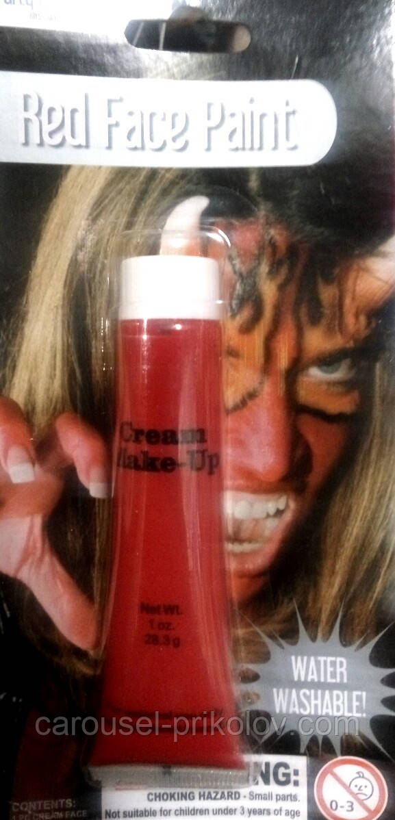 Грим-фарба для обличчя червона в тюбику, фото 1