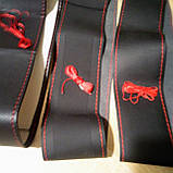 Обплетення-чохол з екошкіри на кермо автомобіля 38 см чорний із червоною ниткою, фото 5