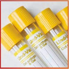 Пробірка вакуумна 3,5 мл крові 13*75, активатор згортання + гель, жовта кришка, Lind-Vac® (100шт/уп)