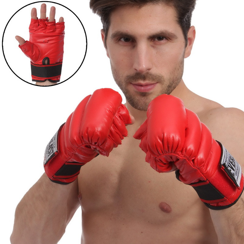 Рукавички бойові Full Contact Шкіра EVERLAST червоні VL-01045, L