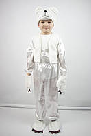 Карнавальный костюм из атласа для мальчика МИШКА белый, для 3-4, 5-6 и 7-8 лет