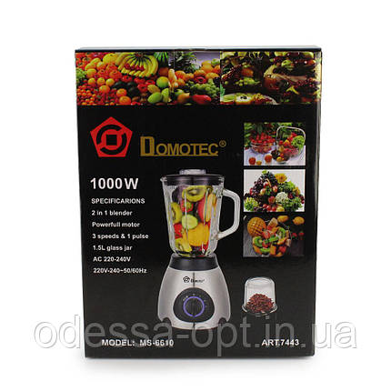 Блендер Domotec MS 6610 (Стаціонарний 220V/1000w, 3 швидкості), фото 1