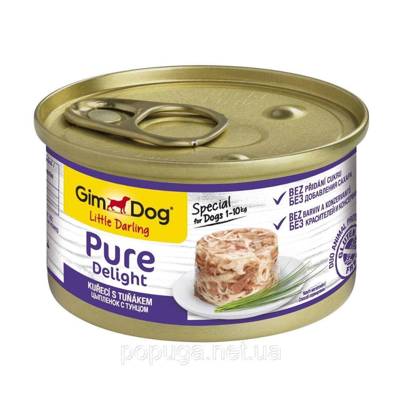 Вологий корм для собак GimDog LD Pure Delight (курка та тунець), 85 г