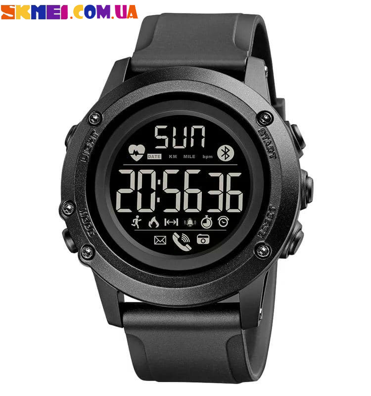 Годинник з пульсоміром SKMEI 1671 (Black)