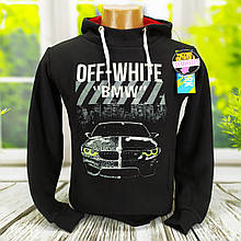 Дитяча підліткова тепла толстовка для хлопчика з капюшоном чорна з принтом Valimark