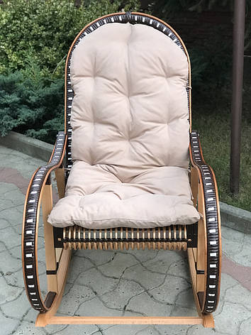 Крісло-гойдалка з ротанга «РОЯЛ» з м'якою подушкою, фото 2