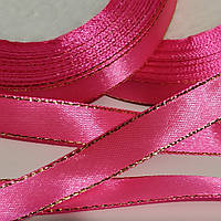 Стрічка атласу з люрексом, колір яскраво-рожевий, ширина 1,2 см.
