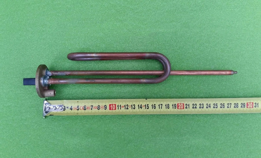 Тэн для Бойлера 1500W / Фланец Ø48мм Гнутый, Медный (с Местом Под Анод ...