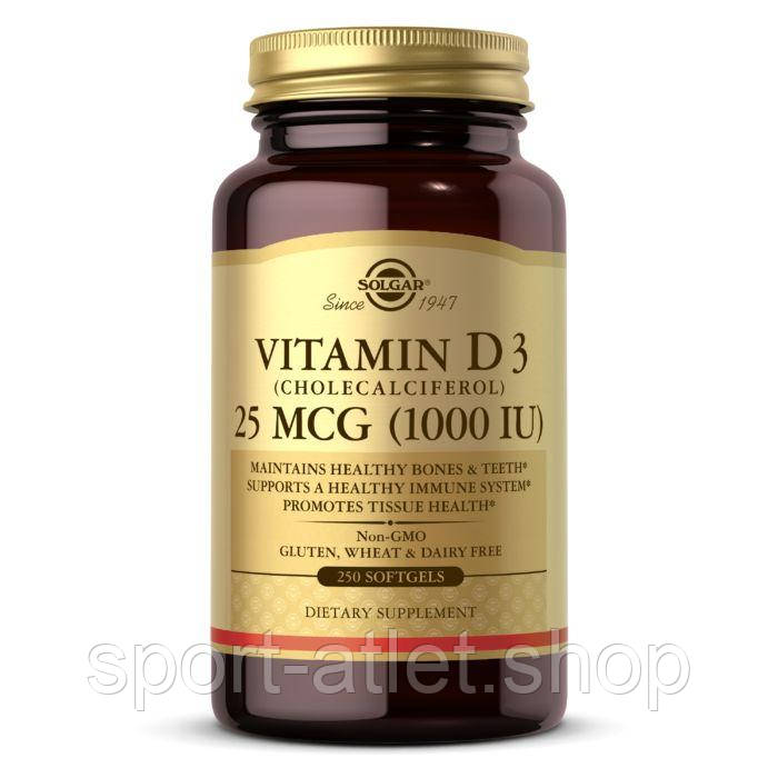 Вітаміни та мінерали Solgar Vitamin D3 25 mcg, 250 капсул
