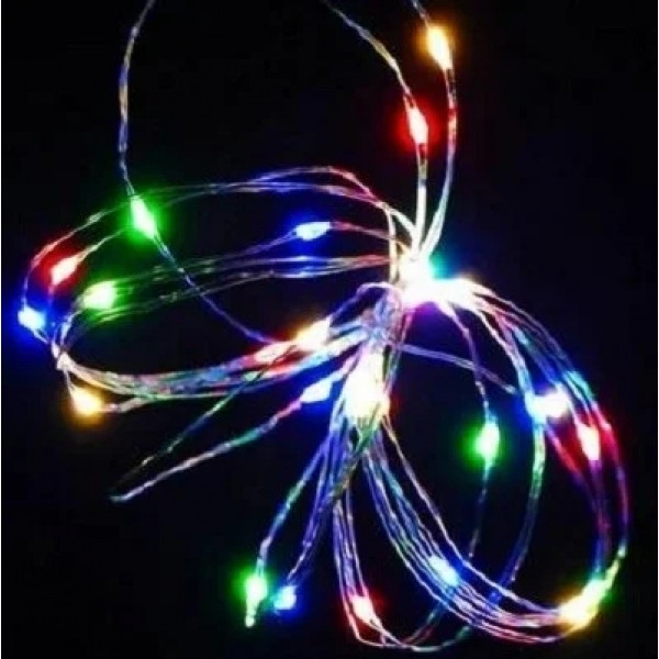 Світлодіодна гірлянда нитка на 100 Led Краплі роси 10 м на батарейках мультиколір