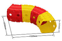 Тоннель игровой пластиковый 4 секции красно-желтый 01471/2 Долони