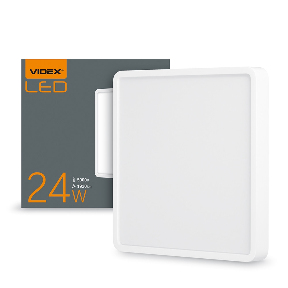 LED світильник накладний квадрат VIDEX 24 W 5000 K, фото 1