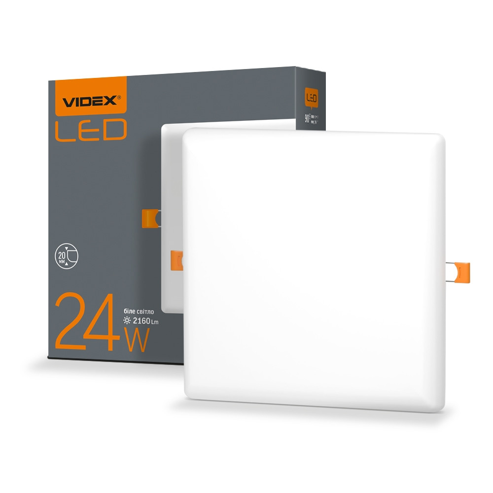 LED світильник безрамковий квадратний VIDEX 24 W 4100 K, фото 1