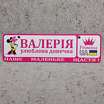 Рожевий номер на коляску з ім'ям "Улюблена доця..." (Міні Маус принцеса)