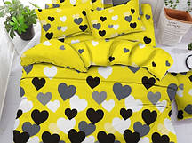 Двоспальний постільний комплект-Серця на жовтому