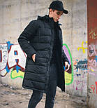 Чоловіча зимова куртка довга парку чорна Туреччина. Живе фото. Чоловіча куртка, фото 2