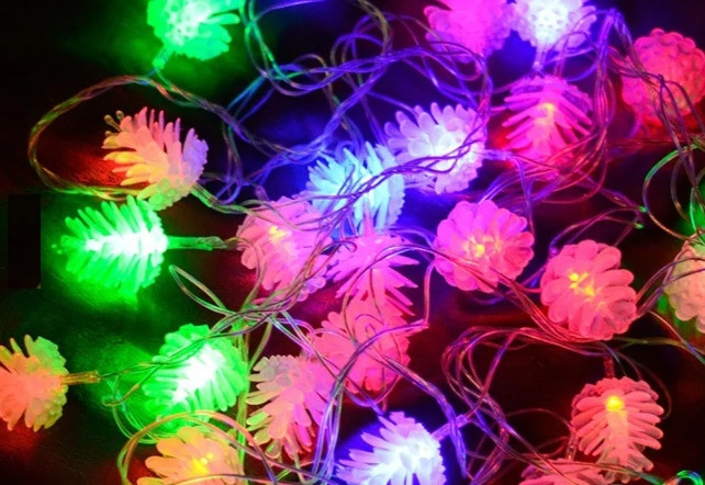 Гірлянда карниз Шишки 150 led color (10 шишок 7см) мідний дріт 3м х 1,5 м Мульти