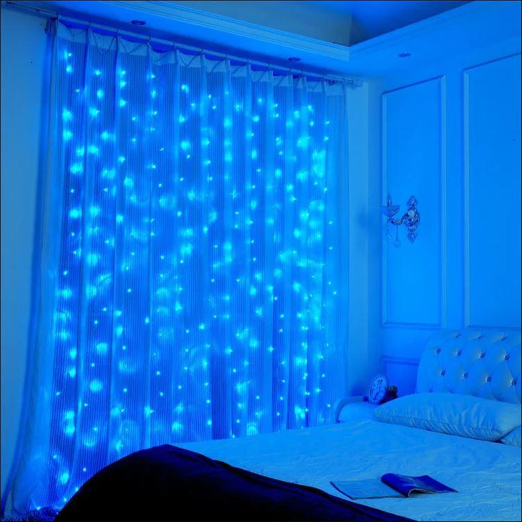 Гірлянда штора 200LED (RD-9005) 2mx2m, 10LED X 20 бурульок (контрол.220V) з хвіст. заглуш., Колір ламп-Синій (10