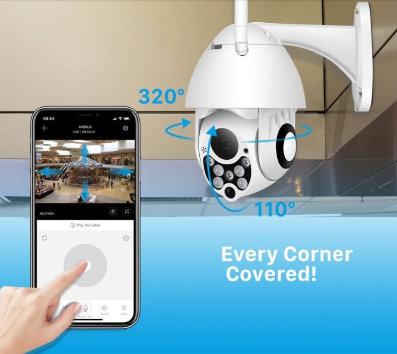 Камера Wifi IP 1080P 4X зум 2Mп PTZ наружная уличная поворотная LED