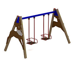 Гойдалка на дерев'яних стійках подвійна BruStyle