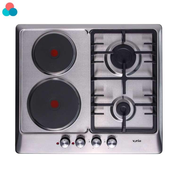 Варильна поверхня Ventolux HG622 B3 S (X), нержавіюча сталь, комбінована 2+2, газова + електрична, фото 1