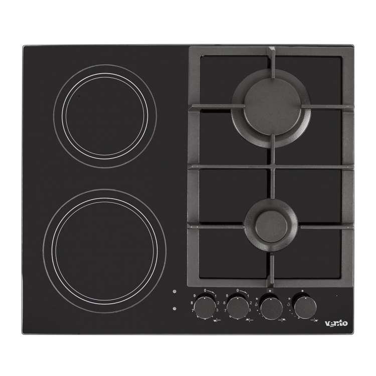 Комбінована варильна поверхня Ventolux HG622 B9G CS (BK), чорне скло, 2 газ + 2 електро Hi-Light, фото 1