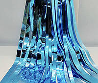 Шторка завіса з фольги для фото зон «Синій сатин » 1х2 метра