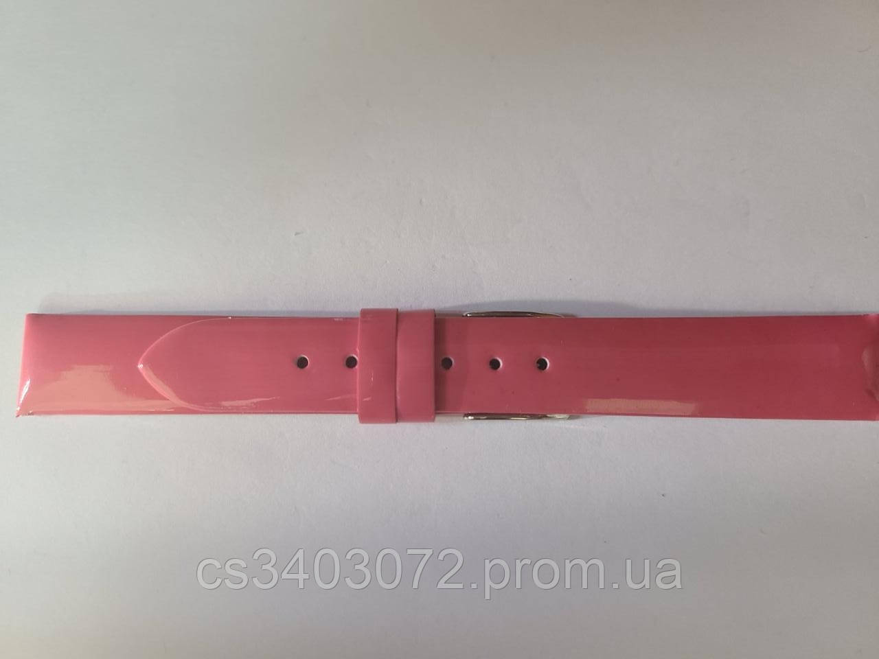 Рожевий лаковий жіночий ремінець для наручних годинників 16мм