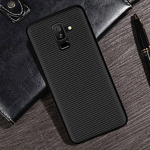 Чохол силіконовий Карбон для Samsung A730 (A8 Plus-2018) чорний
