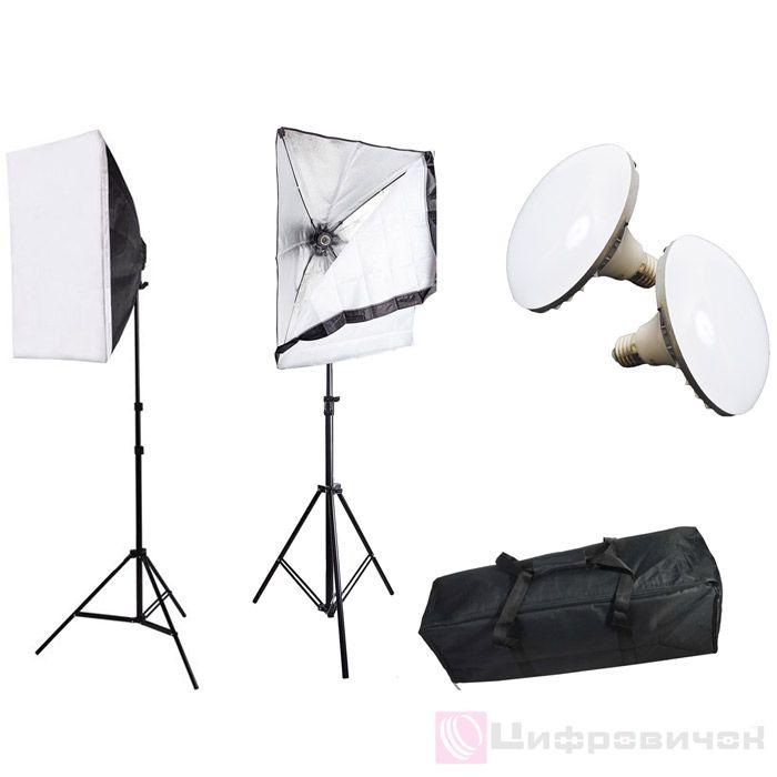 Набір постійного світла Luxfoto (лампа 50 Вт, софт боксу 50x50 см, 1 стійка 2,1 м) / в магазині Київ