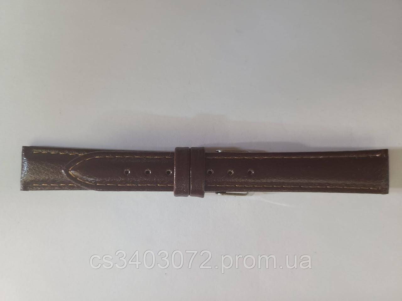 Коричневий шкіряний ремінець для наручних годинників з коричневою рядком 16 мм