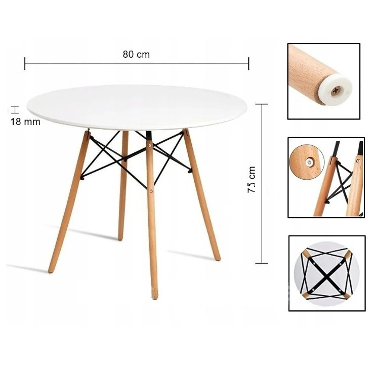 Стіл круглий кухонний 80 × 75 см DSW