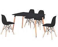 Кухонный комплект стол и 4 стула MUF-ART Черный