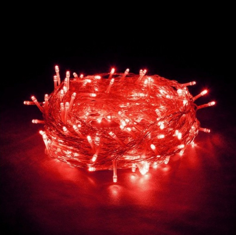 Гірлянда Вулиця 100LED 10м. Діаметр Дроту 3,3 З 10% Білими Флеш Діодами, З Контролером На 220В Червона