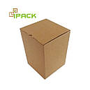 Коробка картонна самозбірна 135х135х190 мм бура крафт мікрогофрокартон, фото 2