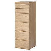 IKEA MALM (204.035.95)MALM Комод с 6 ящиками, дубовый шпон, зеркало, 40x123 см