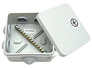 109,6x109,6x54мм зовнішня коробка зрівнювання потенціалів 7 герметичних вводів з шиною 63А 13х16мм.кв IP55 [КУП2604] PP Hegel