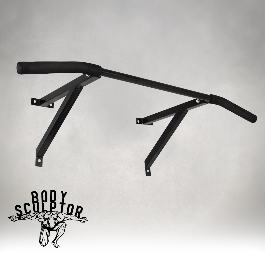 Турнік настінний/надверний чорний гнутий (40 см)  Розбірний №1 з м'якими ручками, фото 1