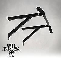 Турнік настінний/надверний чорний гнутий (40 см)  Розбірний №1 з м'якими ручками, фото 2