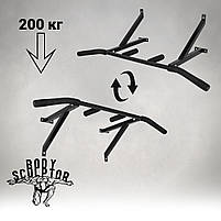 Турнік настінний/надверний чорний гнутий (40 см) Розбірний №2 з м'якими ручками, фото 3